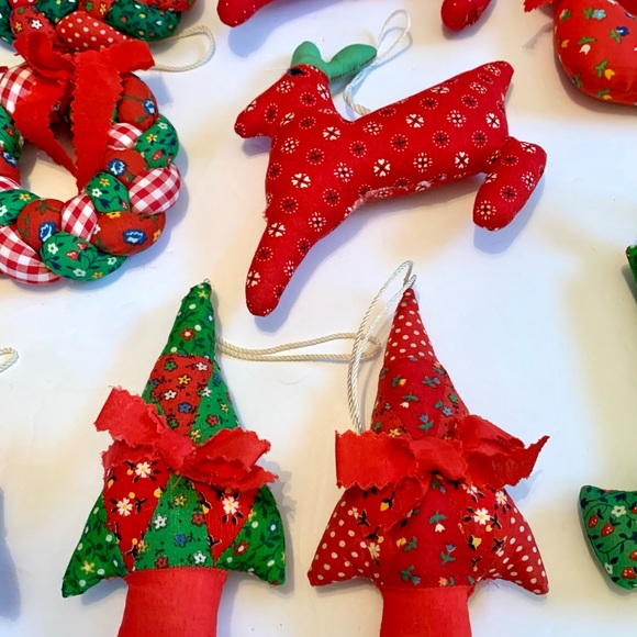Vintage Quilted Calico Ornaments Scandinavian Farm House Christmas - Picture 4 of 14